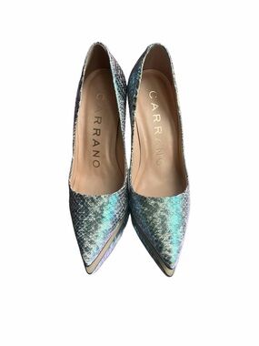 Carrano Iridescent Blue-Green Pointed Toe Pumps